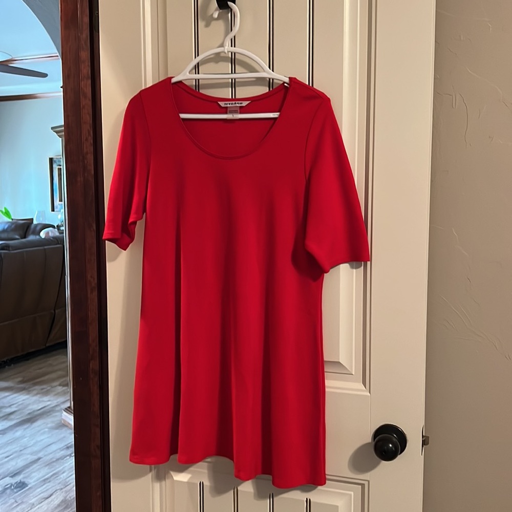 Peter Nygard Swing Dress or Tunic in True Red. Excellent Condition. Flared Skirt
